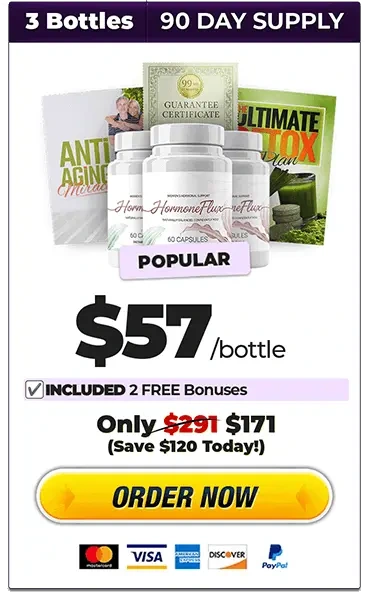Three-bottle package of HormoneFlux with free shipping