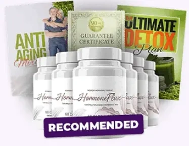 HormoneFlux bundle: multiple bottles with the guarantee certificate and two free digital guides